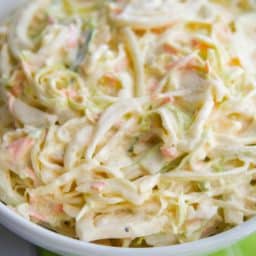 Homemade Coleslaw in a white bowl