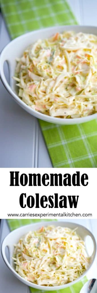 This Homemade Coleslaw recipe is creamy,  delicious and so simple to make. A definite crowd pleaser every summer!