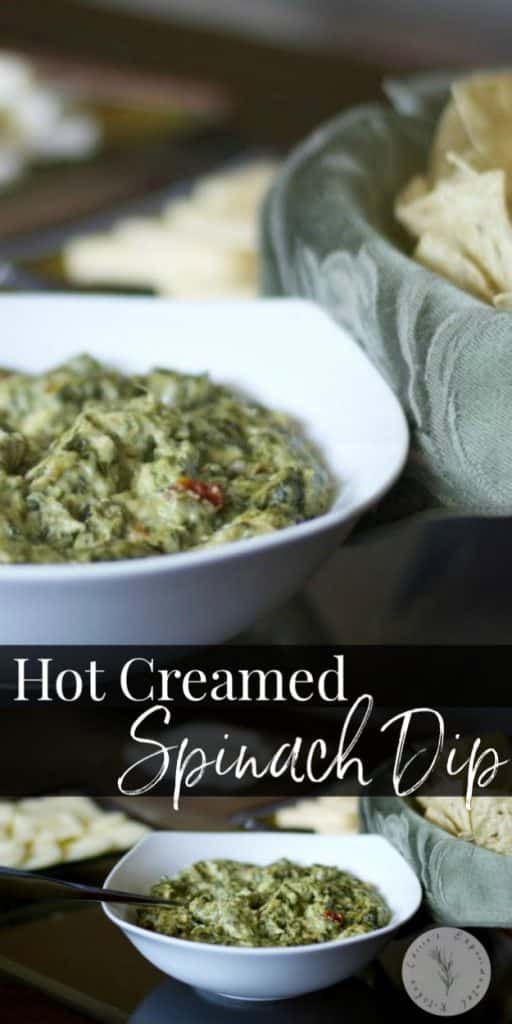 This quick and easy Hot Creamed Spinach Dip made with only five ingredients is delicious and a definite crowd pleaser. Perfect for game day snacking!