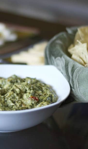 Hot Creamed Spinach Dip in a bowl.
