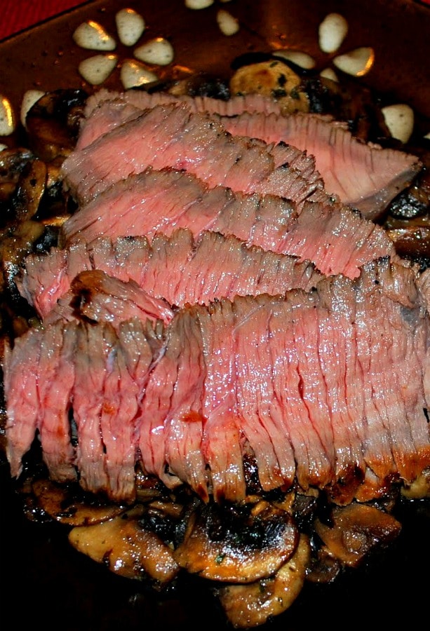 Beef London Broil marinated in Jack Daniels Tennessee Honey and spices; then grilled to perfection.