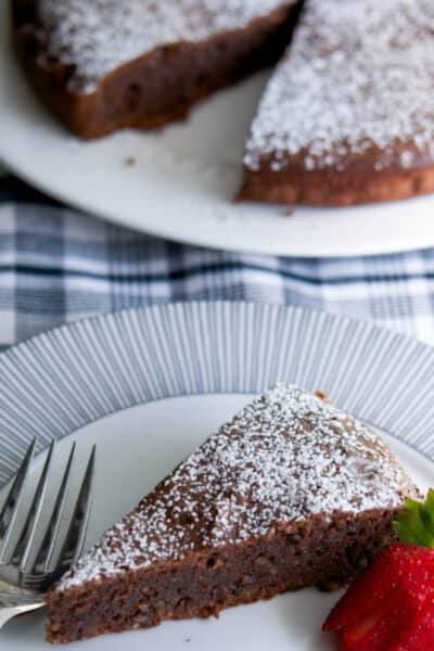 Flourless Chocolate Cake on a plate.