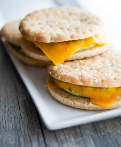 Turkey Sausage Egg White Flatbread on a white plate. 