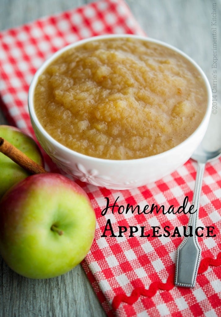 Homemade Applesauce in a white bowl. 