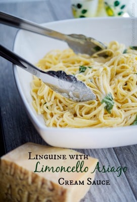 Linguine with Limoncello Asiago Cream Sauce | Carrie's Experimental Kitchen #asiagocheese #pasta