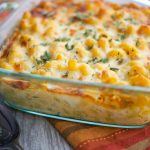 Baked pumpkin macaroni and cheese.