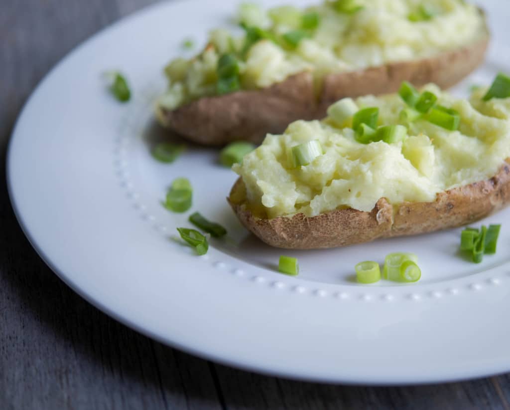 Wasabi Cheddar Twice Baked Potatoes closeup_