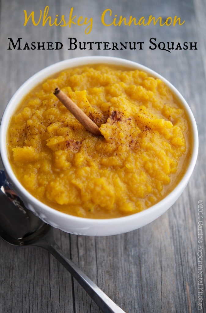 Whiskey Cinnamon Mashed Butternut Squash | Sweet flavor of butternut squash and cinnamon with a little kick from the whiskey. 