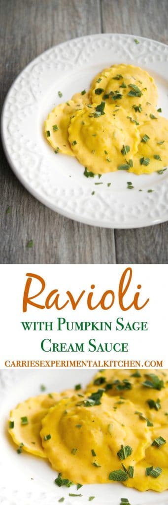 Ravioli with Pumpkin Sage Cream Sauce is so delicious and easy to make; a lovely addition to your holiday menu. Try it with your favorite pasta too. 