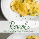 Ravioli with Pumpkin Sage Cream Sauce is so delicious and easy to make; a lovely addition to your holiday menu. Try it with your favorite pasta too.