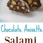 A collage photo of Chocolate Anisette Salami 