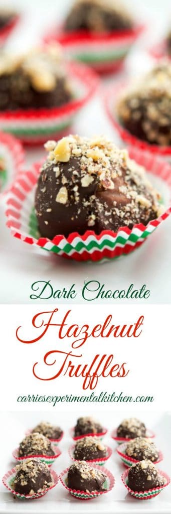 Creamy chocolate hazelnut spread mixed with chopped hazelnuts; then dipped in melted dark chocolate and topped with more chopped hazelnuts.