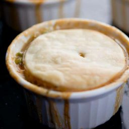 A closeup of beef pot pie