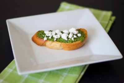 Pesto & Goat Cheese Crostini