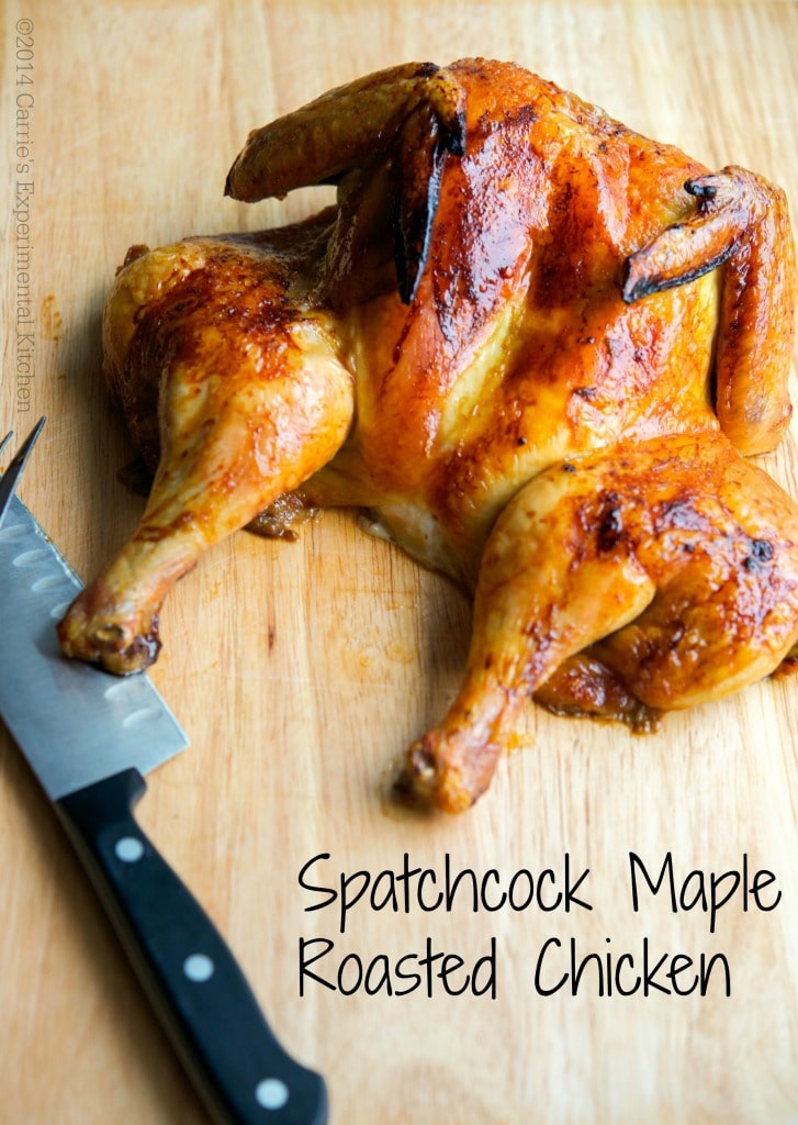 Spatchcock Maple Roasted Chicken - This recipe for Spatchcock Maple Roasted Chicken is moist, juicy and ready in about 1 hour. 