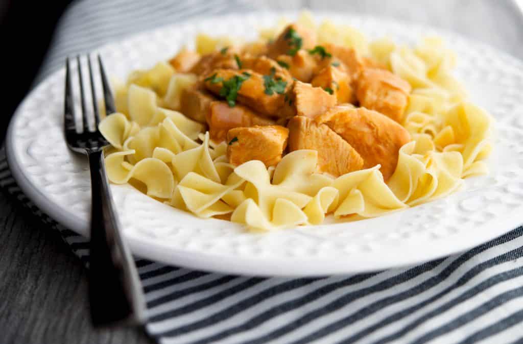 Chicken Paprikash over No Yolks Dumplings 