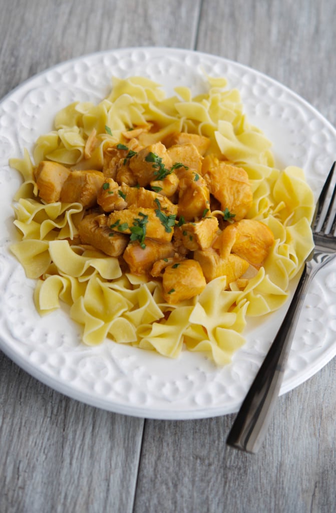 Chicken Paprikash over Dumplings