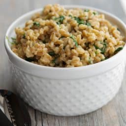 Creamy Farro with Spinach, Garlic & Asiago