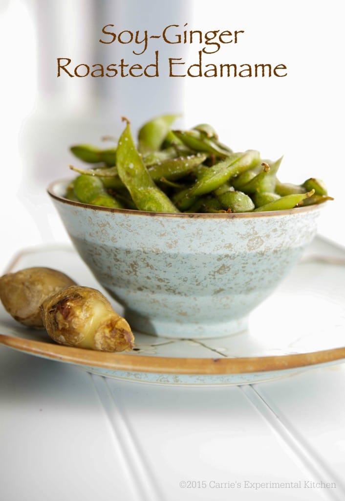 A bowl of food, with Roasted Edamame