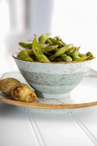 A bowl of Soy-Ginger Roasted Edamame