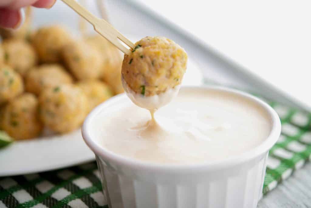 Sriracha & Lime Turkey Meatballs with Dipping Sauce