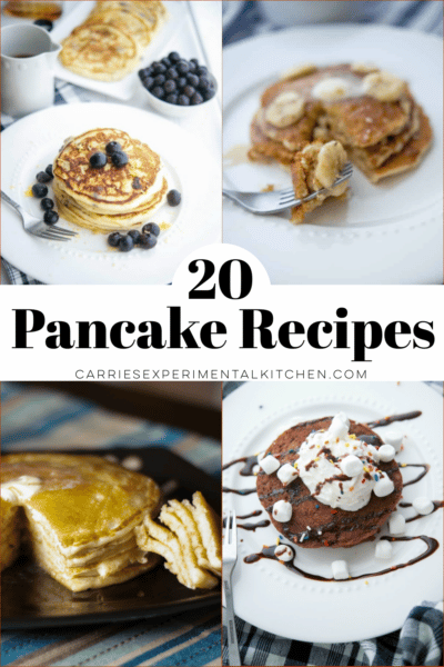 a collage photo of four different pancake recipes