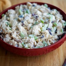 A bowl of chicken salad
