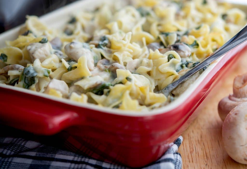 Creamy Chicken, Spinach & Mushroom Casserole