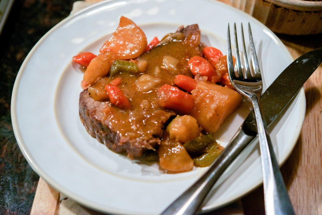 Homestyle Pot Roast in a Dutch Oven horizontal