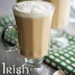 A cup of coffee on a table, with Irish coffee