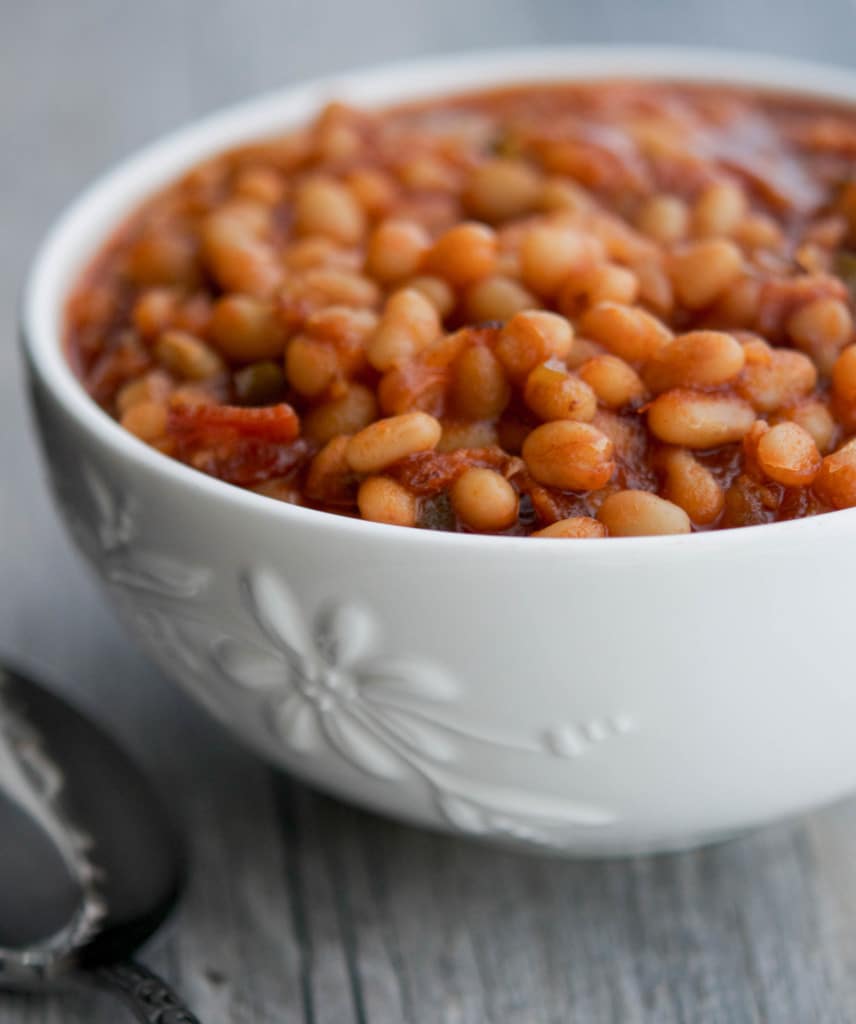 Maple Brown Sugar Baked Beans closeup