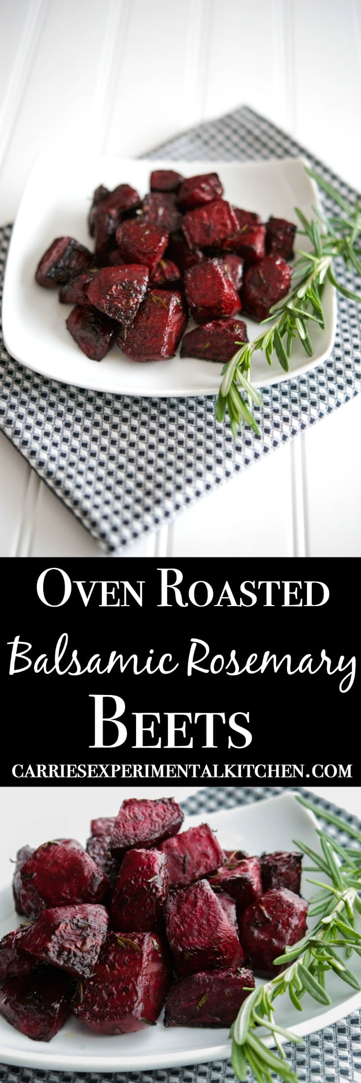 Fresh beets tossed with balsamic vinegar, fresh rosemary and extra virgin olive oil; then roasted until soft and tender. Eat them hot as a side dish or cold in a salad. #beets