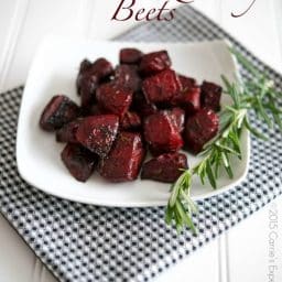 A plate of Oven Roasted Balsamic Rosemary Beets