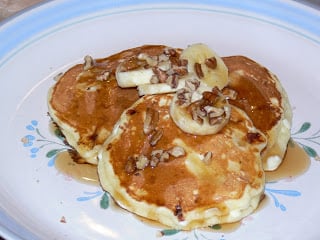 Banana pancakes on a plate. 