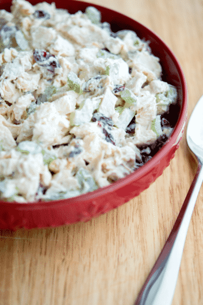 a close up of chicken salad