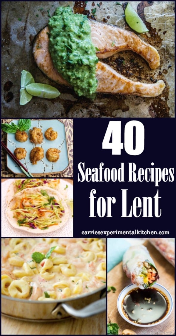 If you partake in no meat on Friday's during the Christian holiday of Lent, these 40 Seafood Recipes will help give you a little menu planning inspiration. #seafood #lent