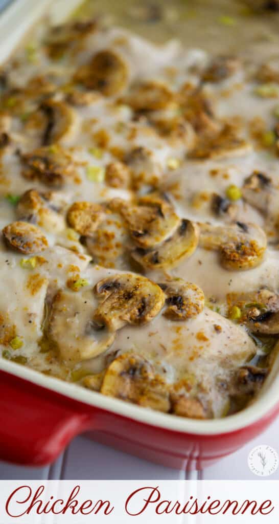 Recreate this retro meal with chicken thighs in fat free cream of mushroom soup, white wine, fresh mushrooms, scallions and Greek yogurt.