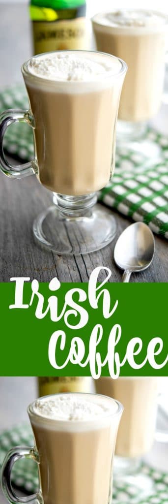 Warm your soul with this recipe for homemade Irish Coffee made with freshly brewed coffee and Irish whiskey; then topped with a dollop of whipped cream.