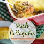 Cottage Pie made with ground beef and cheesy mashed potatoes