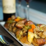 This all in one Slow Cooker Italian Sausage Stew made with sweet Italian sausage, root vegetables, rosemary and potatoes in a white wine broth is the perfect dinner on a cold night.