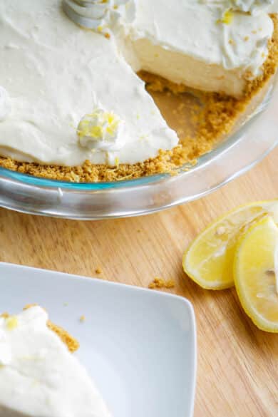 No Bake Limoncello Pie is deliciously light and lemony. A perfect dessert option without using much needed oven space during the holidays.