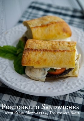 Portobello Sandwiches with Fresh Mozzarella, Tomato and Basil 