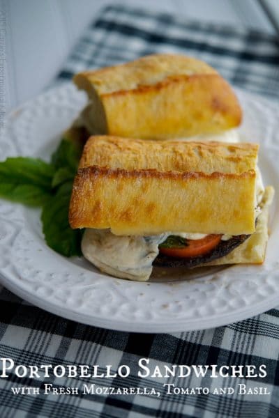 Portobello Sandwiches with Fresh Mozzarella, Tomato & Basil | Carrie's Experimental Kitchen #sandwich #meatless #vegetarian