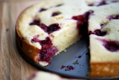 Raspberry Lemon Ricotta Cake Closeup