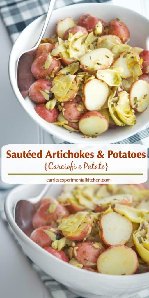 Sautéed Artichokes & Potatoes or Carciofi e Patate in Italian; is a favorite side dish during an Italian Easter dinner.