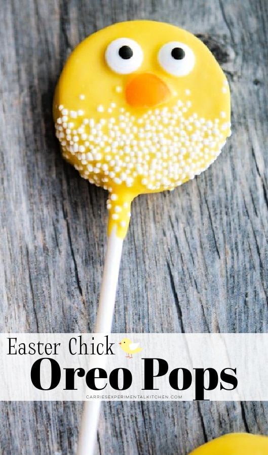 an oreo lollipop that looks like an easter chick