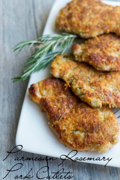 Parmesan Rosemary Pork Cutlets on a plate