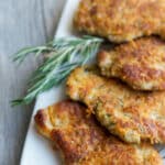 Parmesan Rosemary Pork Cutlets made with Italian flavored breadcrumbs, grated Parmesan cheese and fresh rosemary.