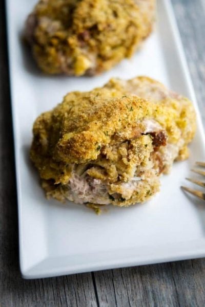 Apple Cranberry Stuffed Pork Chops are delicious and so easy to prepare that you can make them for weeknight meal or Sunday dinner.