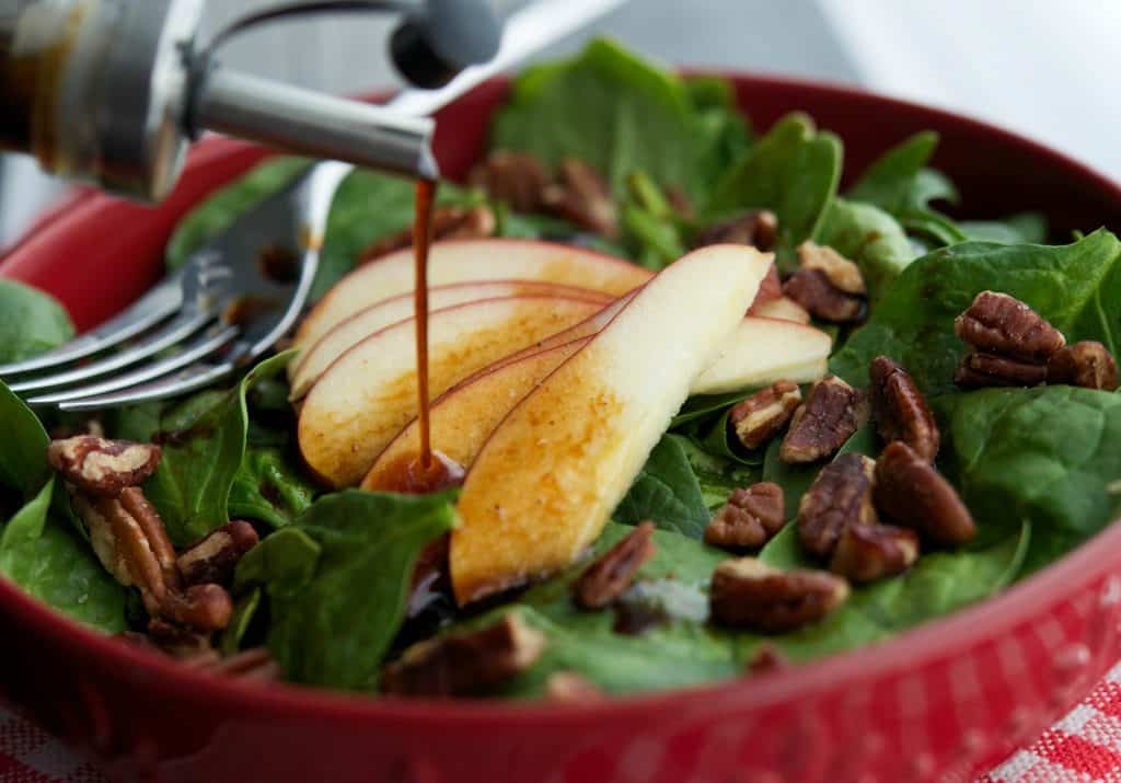 Spinach Salad with Apples & Pecans in an Apple Balsamic Vinaigrette-2